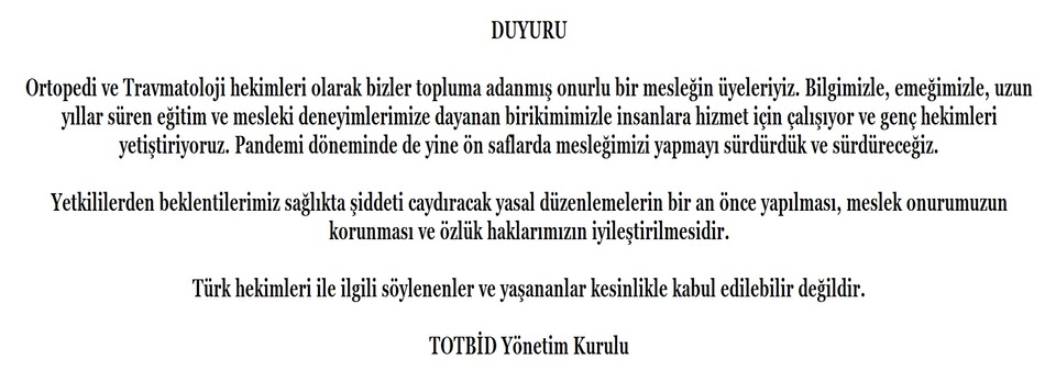 TOTBİD,Türk Ortopedi ve Travmatoloji Birliği Derneği